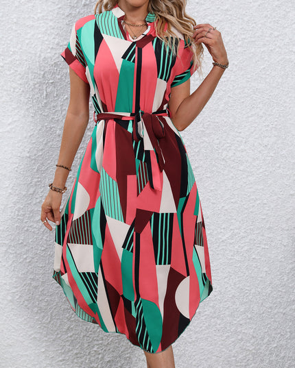 Robe ceinturée multicolore originale – Évasée et féminine - Lajovia