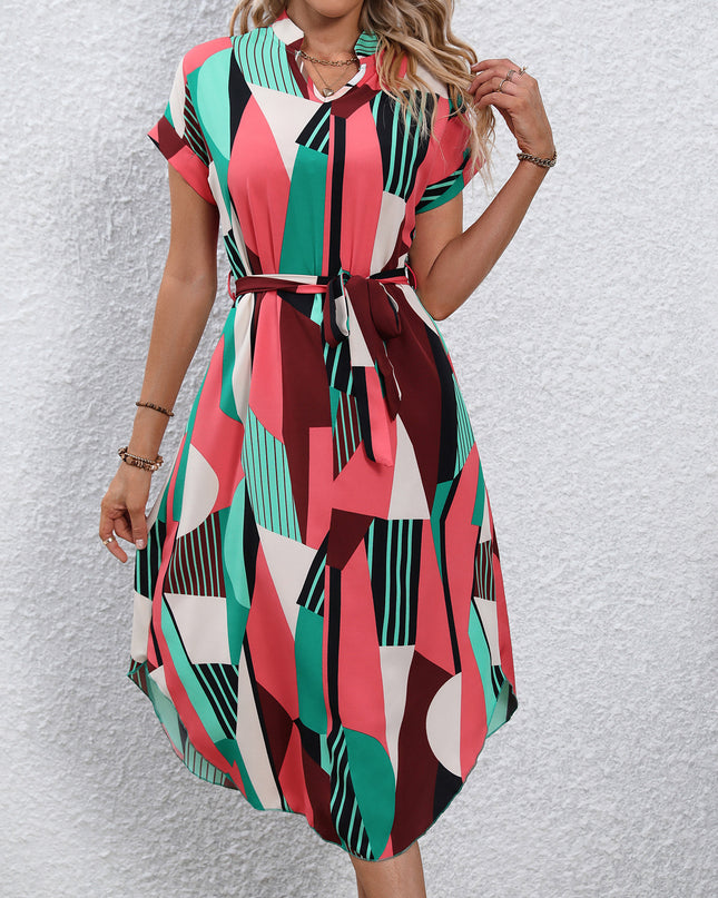 Robe ceinturée multicolore originale – Évasée et féminine - Lajovia