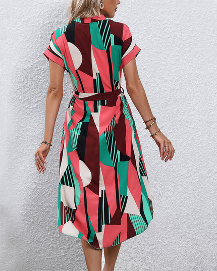 Robe ceinturée multicolore originale – Évasée et féminine - Lajovia